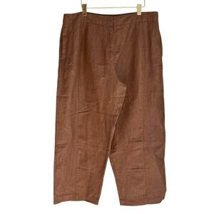 Eco Aesthetic Poetry 100% Linen Wide Leg Pants US 14 Chocolate Brown Lagenlook